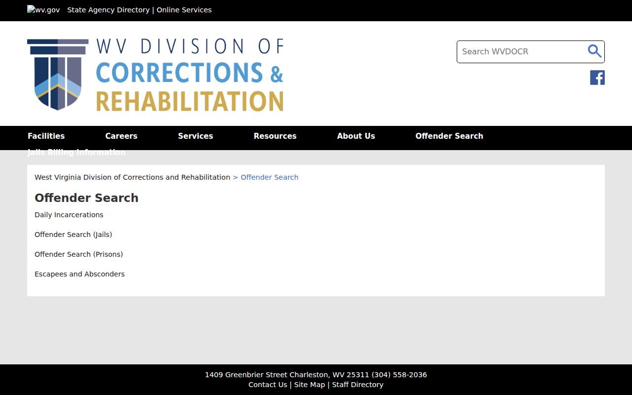 Raleigh County arrest lookup WVDCR offender search