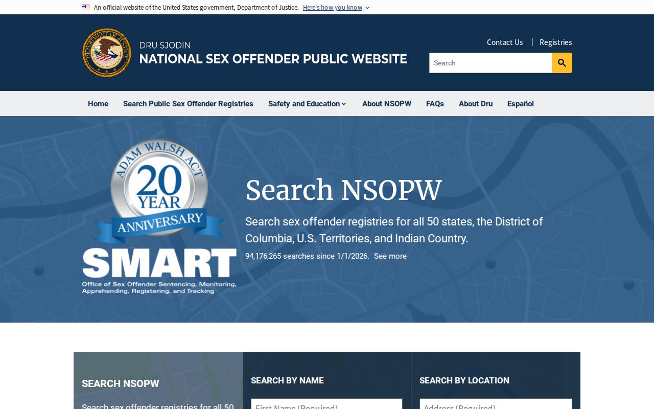 National search layer for a Raleigh County sex offender search