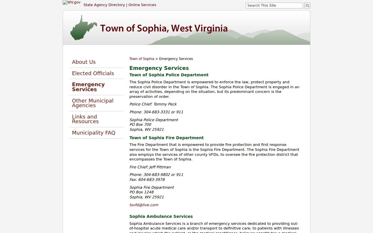 Sophia criminal records police contact page