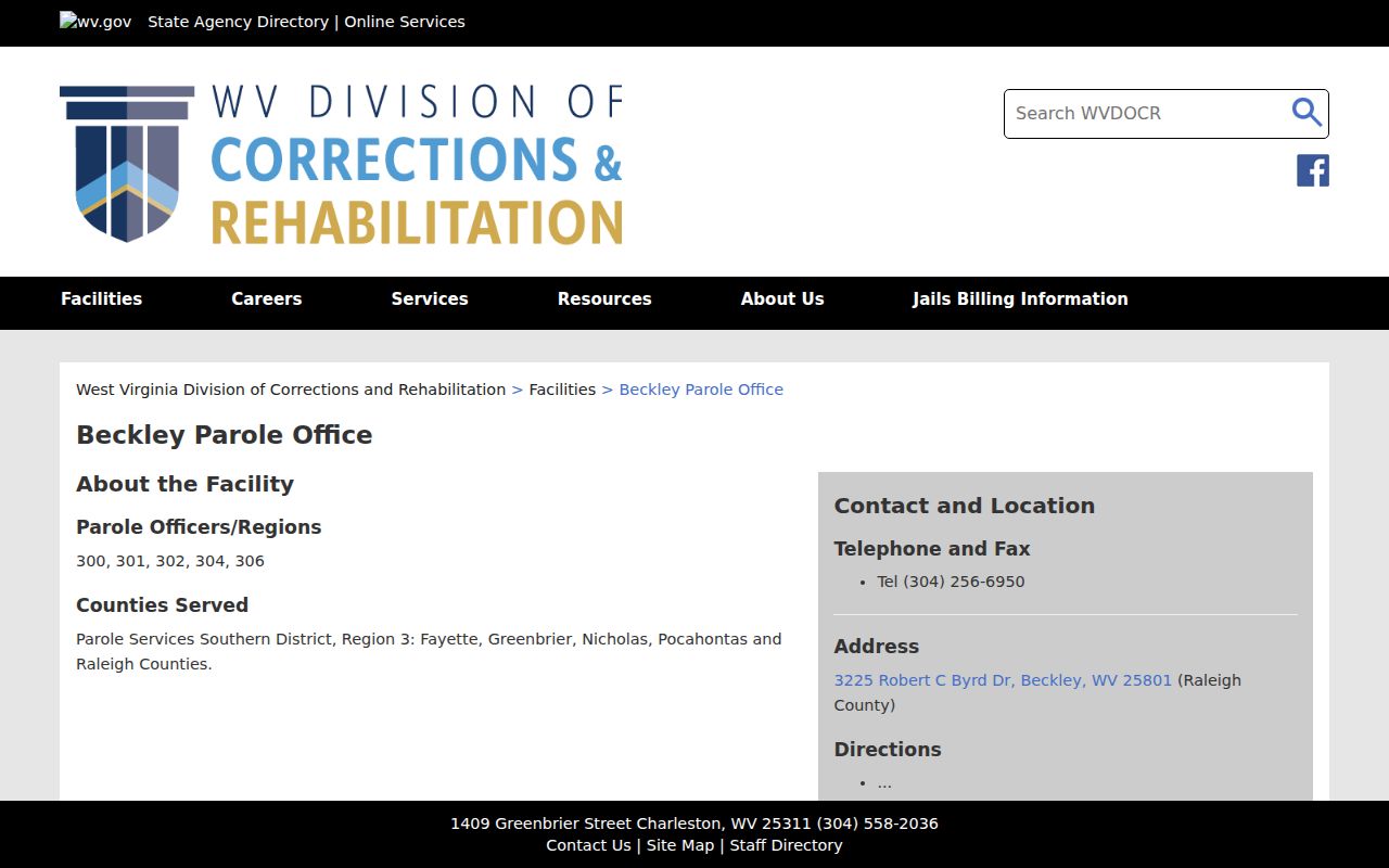Beckley parole office source for Raleigh County criminal history supervision