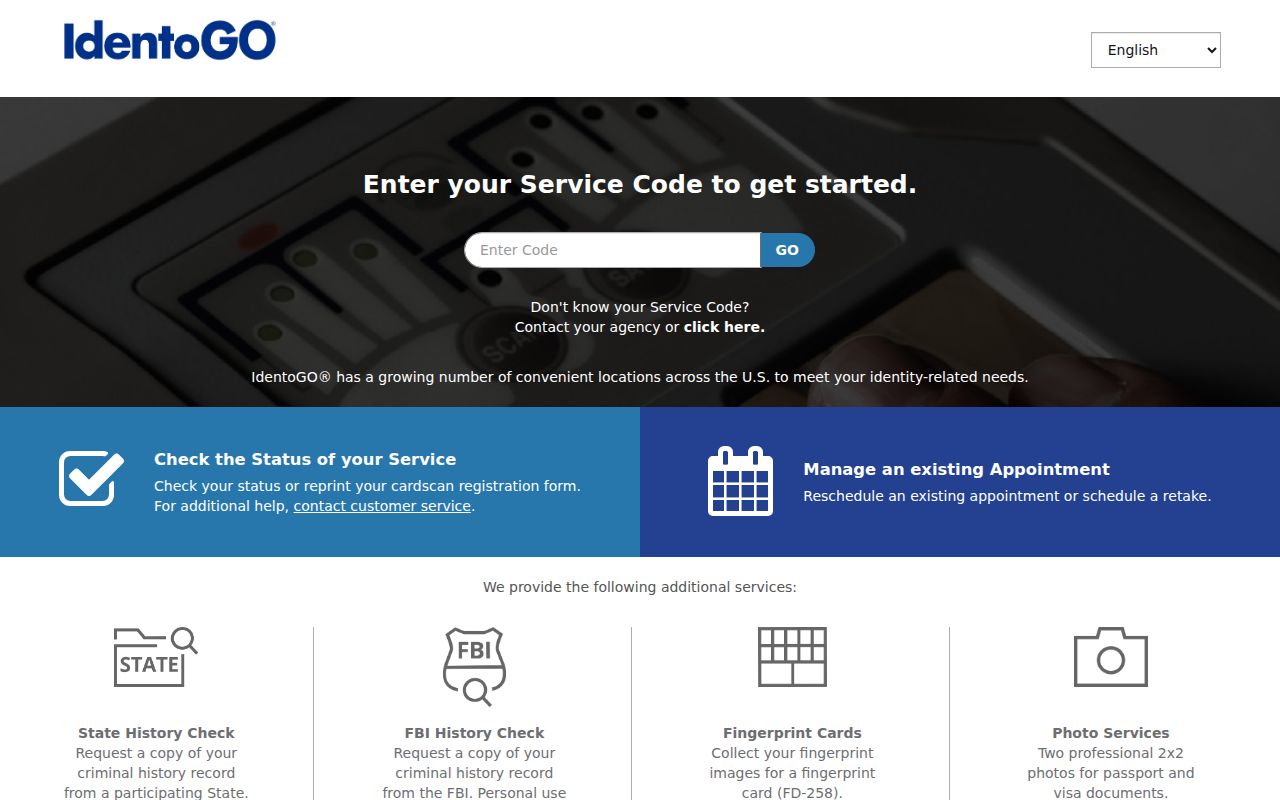 Raleigh County criminal history fingerprint enrollment through IdentoGO